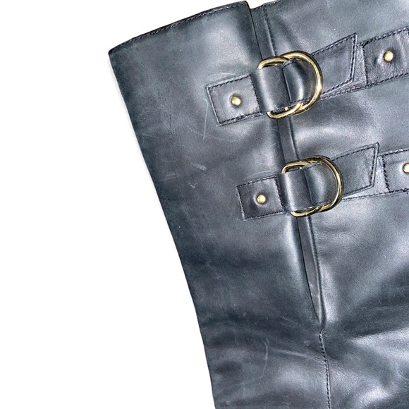 Seychelles Vintage Leather Matte Black Tall Buckle Boots - Picture 8 of 13